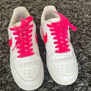 Nike Air Force 1 White and Neon Pink